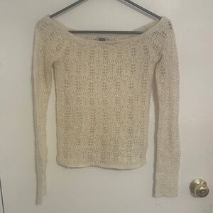 American Eagle Outfitters Cream Off-the-Shoulder Sweater